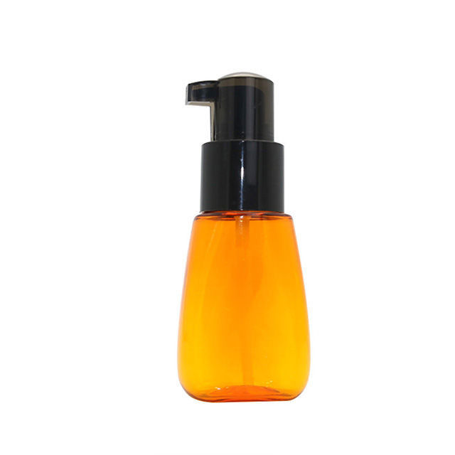 80 ml 2,5 uncji pustych plastikowych butelek z olejem do włosów PET z pompką do balsamu w kolorze pomarańczowym