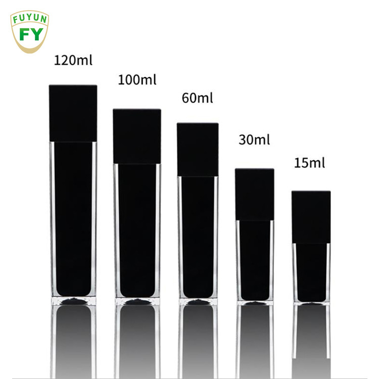 Fuyun 15 ml / 30 ml / 60 ml / 100 ml / 120 ml / 15 g / 30 g / 50 g / 100 g Przezroczysty czarny kształt prostokąta z tworzywa akrylowego podwójna ścianka butelka