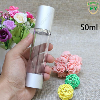 srebrna butelka z pompką bezpowietrzną, plastikowa butelka z balsamem kosmetycznym o pojemności 50 ml
