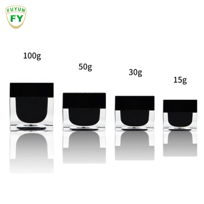 Fuyun 15 ml / 30 ml / 60 ml / 100 ml / 120 ml / 15 g / 30 g / 50 g / 100 g Przezroczysty czarny kształt prostokąta z tworzywa akrylowego podwójna ścianka butelka